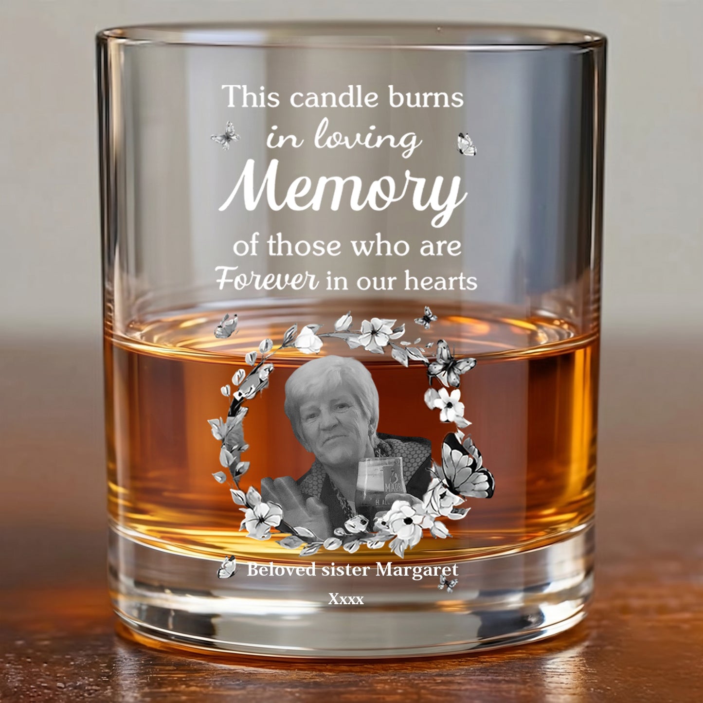 Personalized Memorial Whiskey Glass - Custom Photo Keepsake Gift
