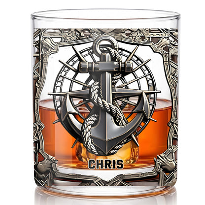 Personalized Sailor Whiskey Glass - Custom Boating & Anchor Gift