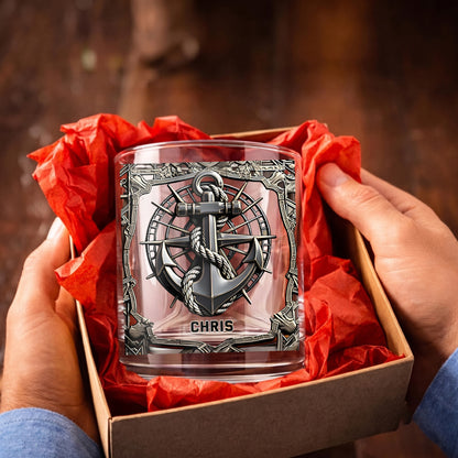 Personalized Sailor Whiskey Glass - Custom Boating & Anchor Gift