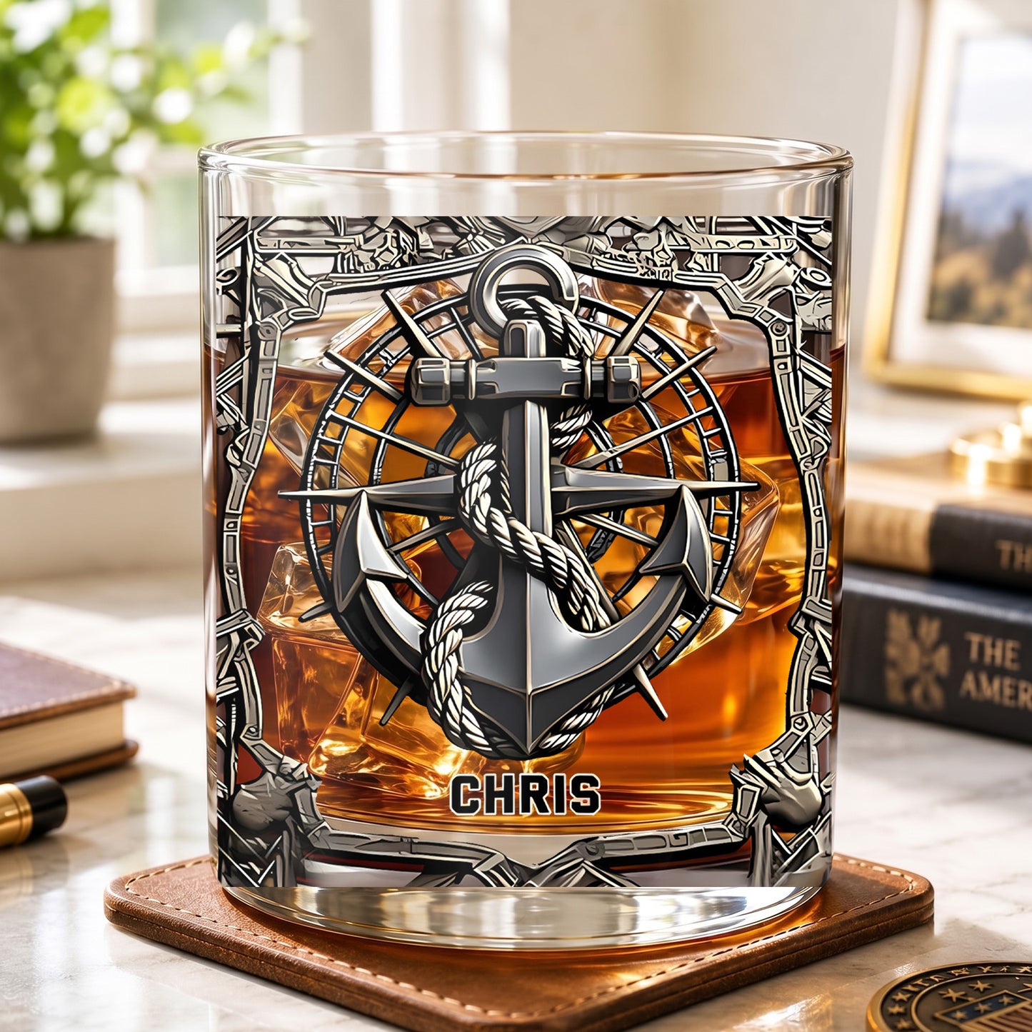Personalized Sailor Whiskey Glass - Custom Boating & Anchor Gift