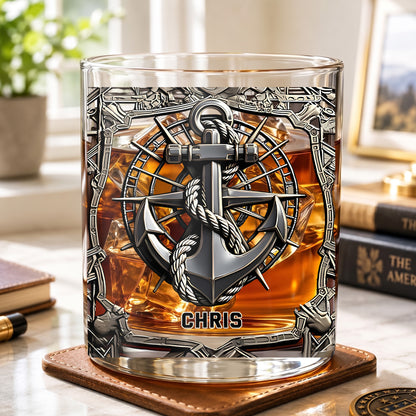 Personalized Sailor Whiskey Glass - Custom Boating & Anchor Gift