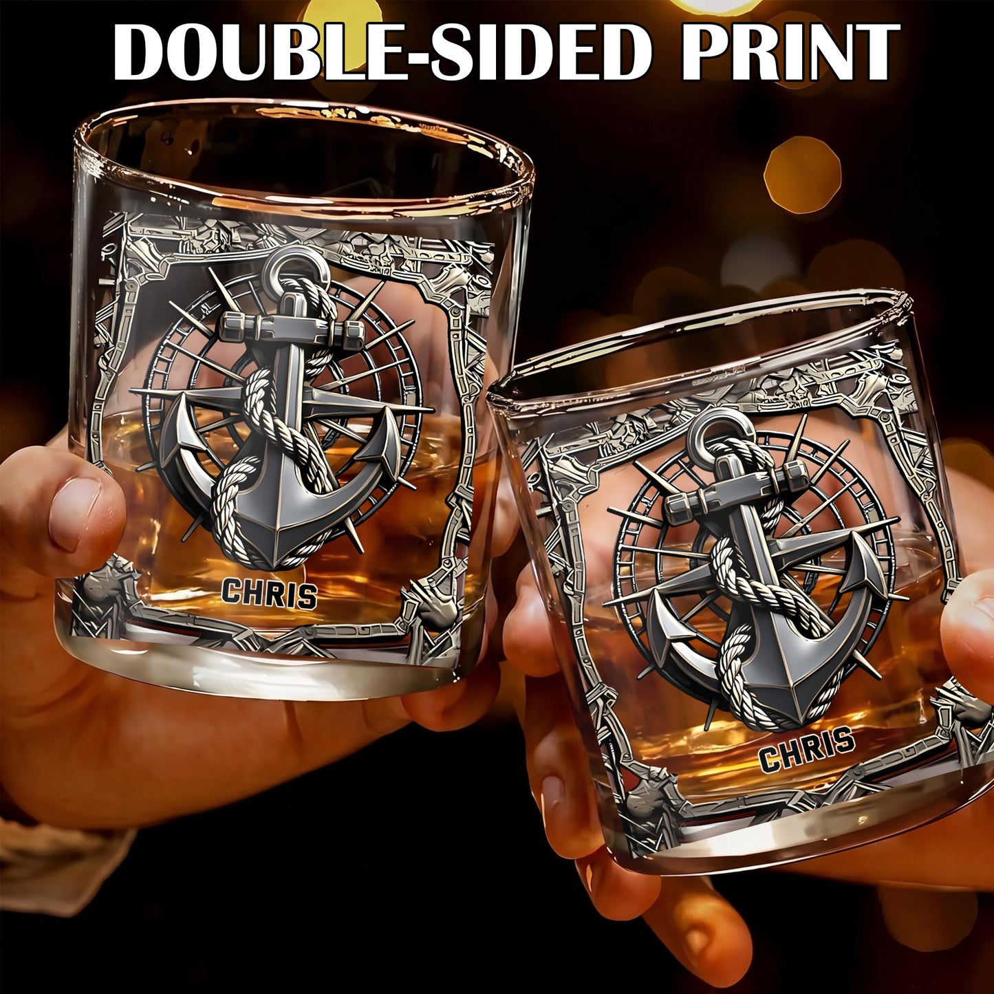 Personalized Sailor Whiskey Glass - Custom Boating & Anchor Gift