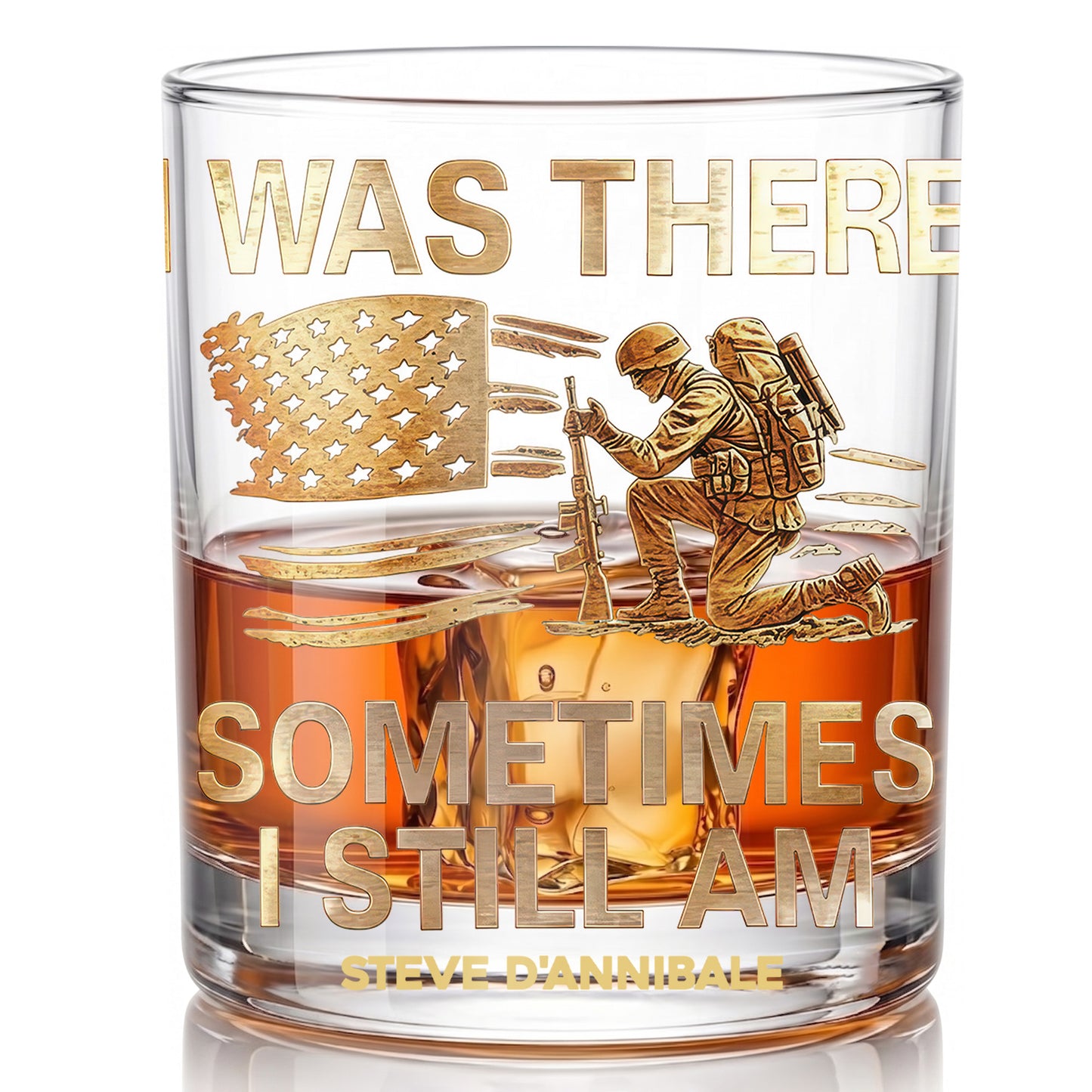 Personalized Veteran Whiskey Glass - Custom Military Tribute Gift
