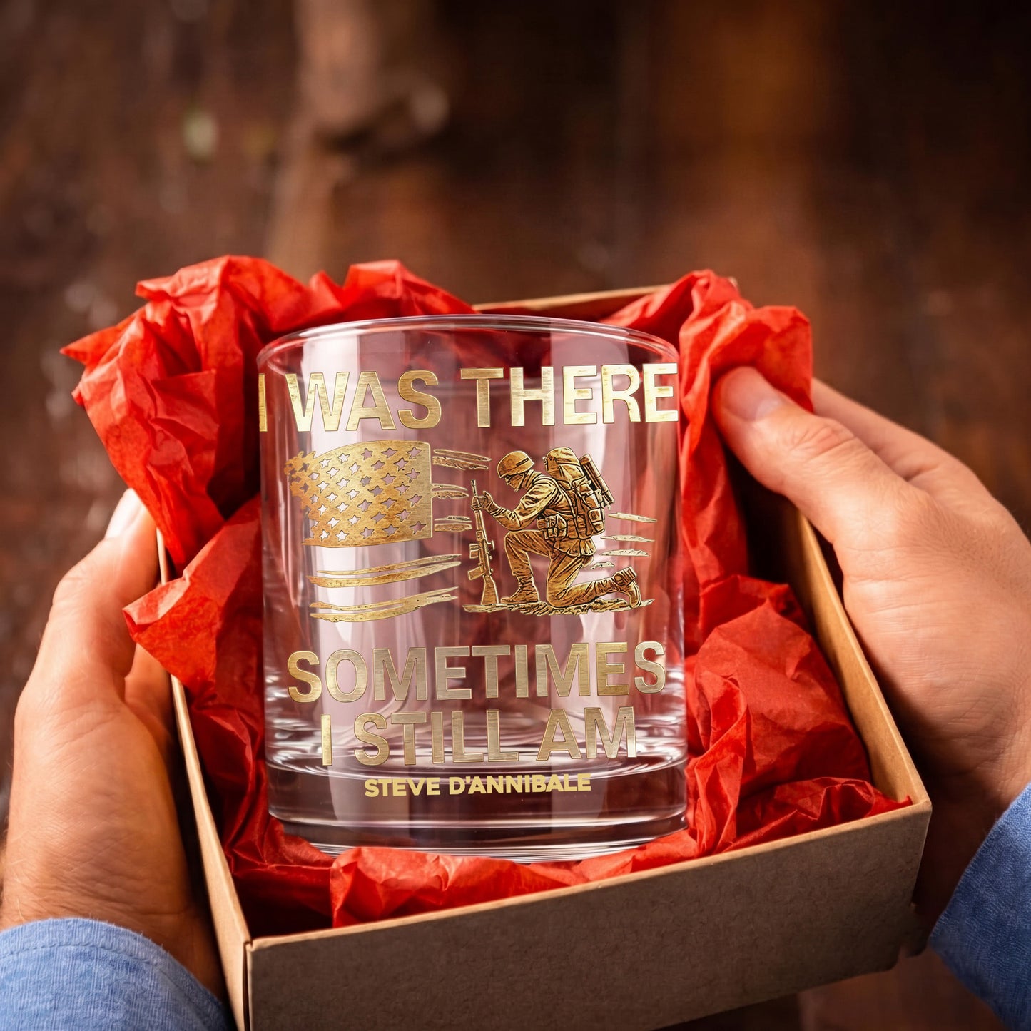Personalized Veteran Whiskey Glass - Custom Military Tribute Gift