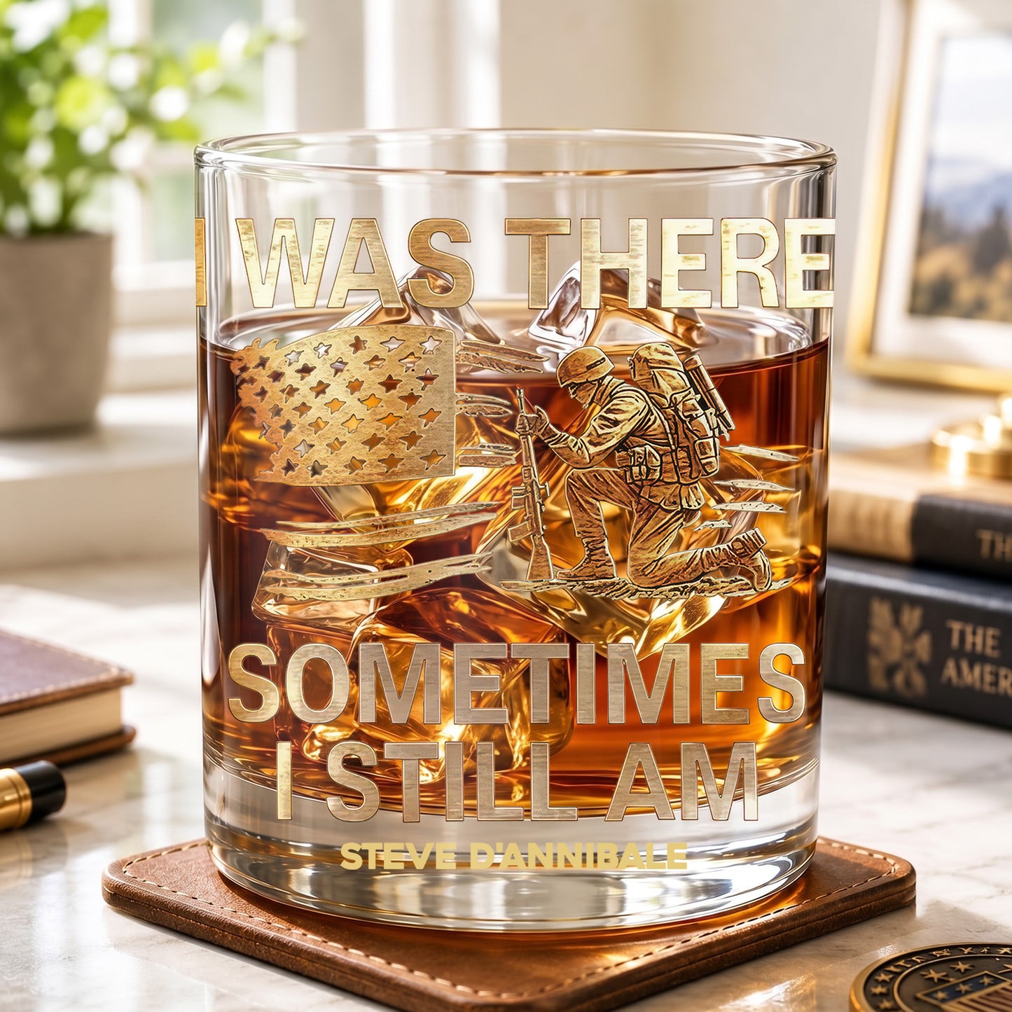Personalized Veteran Whiskey Glass - Custom Military Tribute Gift