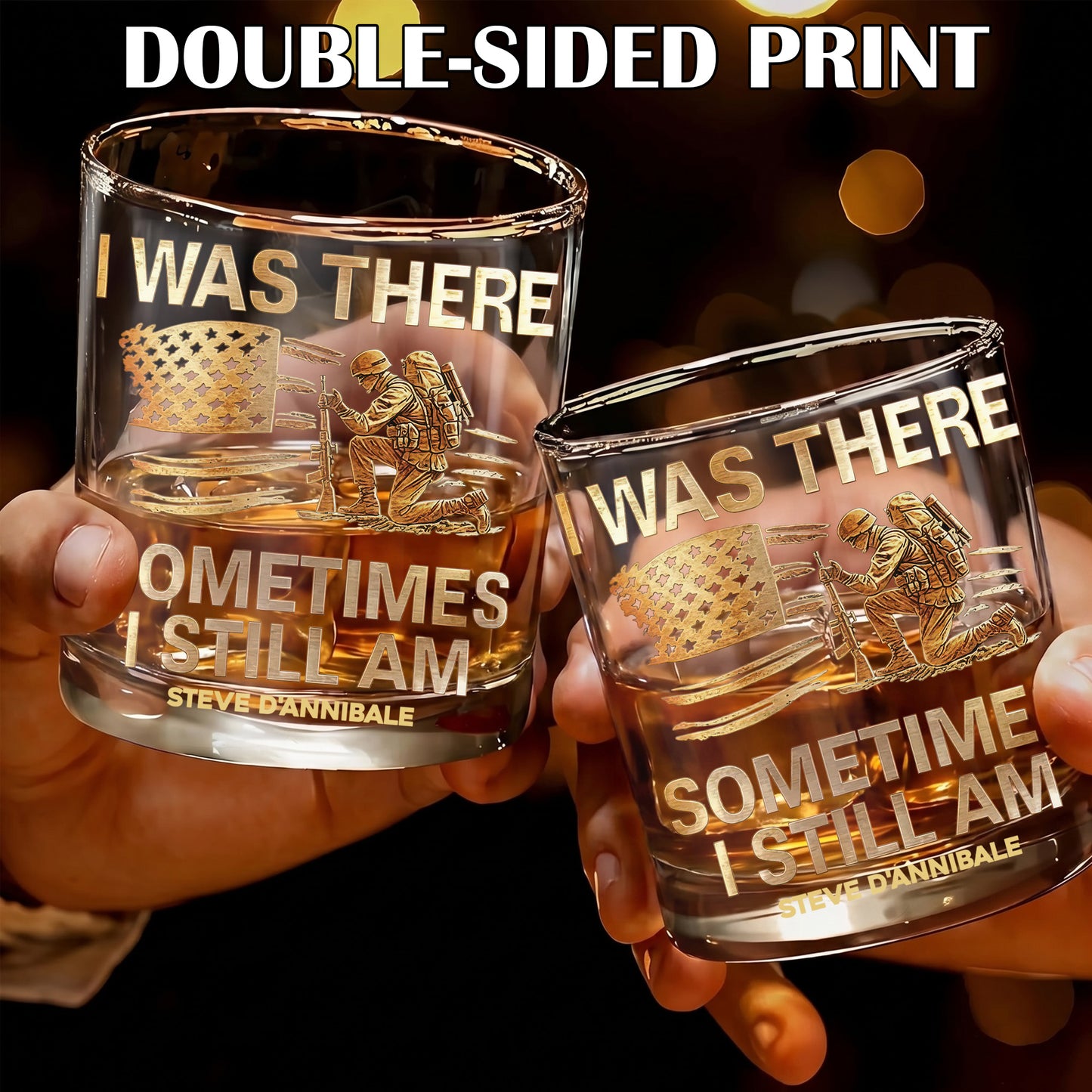 Personalized Veteran Whiskey Glass - Custom Military Tribute Gift