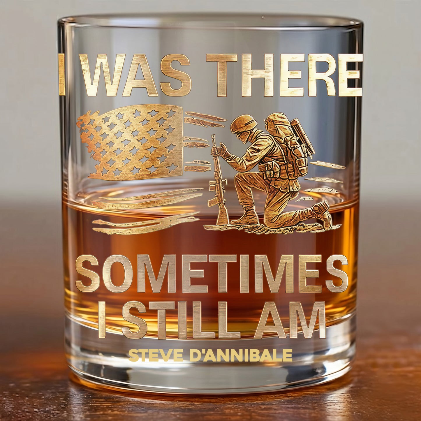 Personalized Veteran Whiskey Glass - Custom Military Tribute Gift