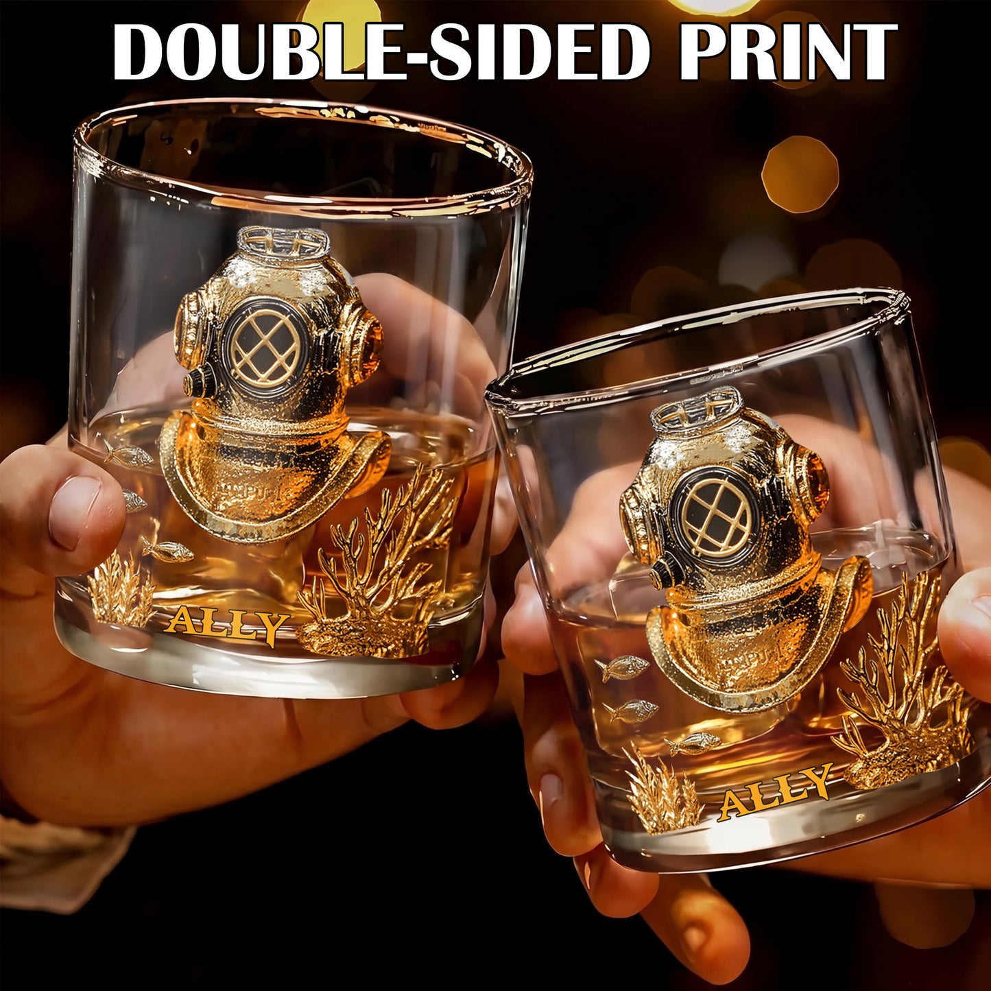 Personalized Diving Helmet Whiskey Glass - Custom Deep Sea Gift