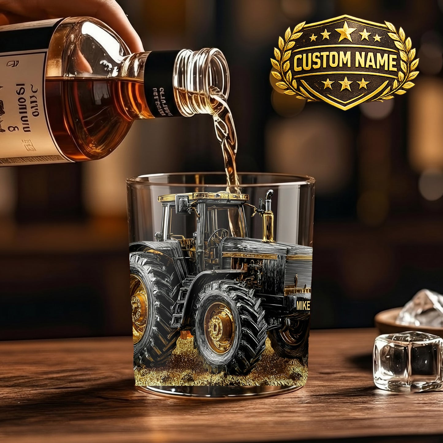 Personalized Tractor Whiskey Glass - Custom Farmer Gift Ideas