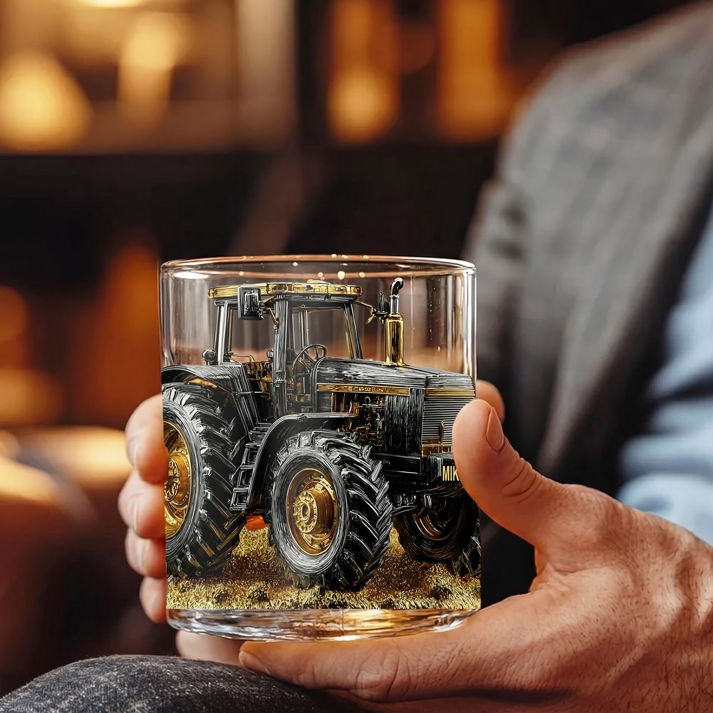 Personalized Tractor Whiskey Glass - Custom Farmer Gift Ideas