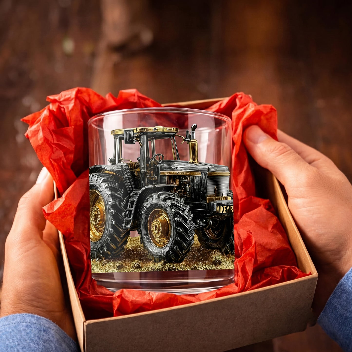 Personalized Tractor Whiskey Glass - Custom Farmer Gift Ideas