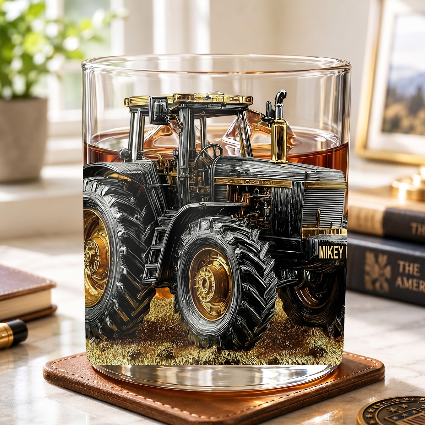 Personalized Tractor Whiskey Glass - Custom Farmer Gift Ideas