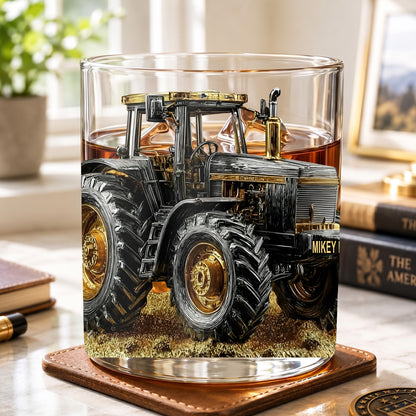 Personalized Tractor Whiskey Glass - Custom Farmer Gift Ideas