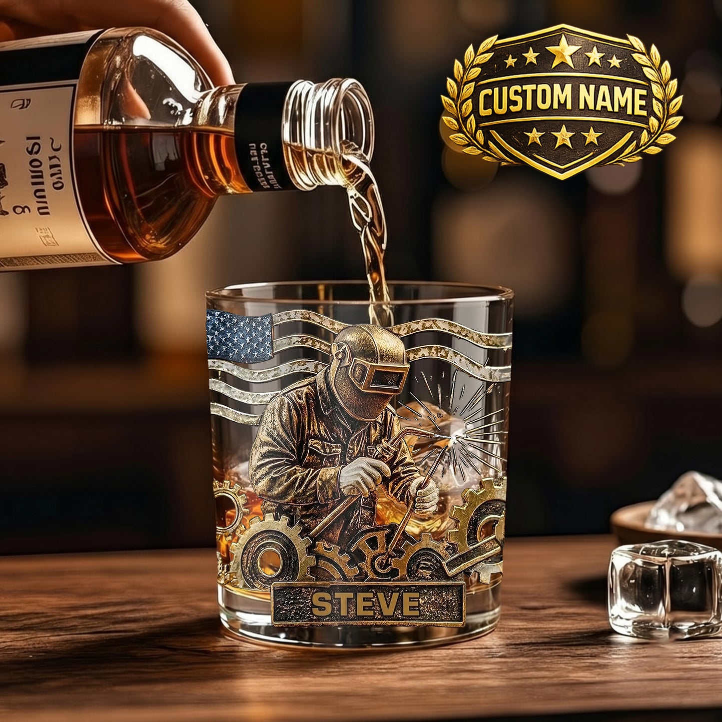 Personalized Welder Whiskey Glass - Custom Welding Trade Gift