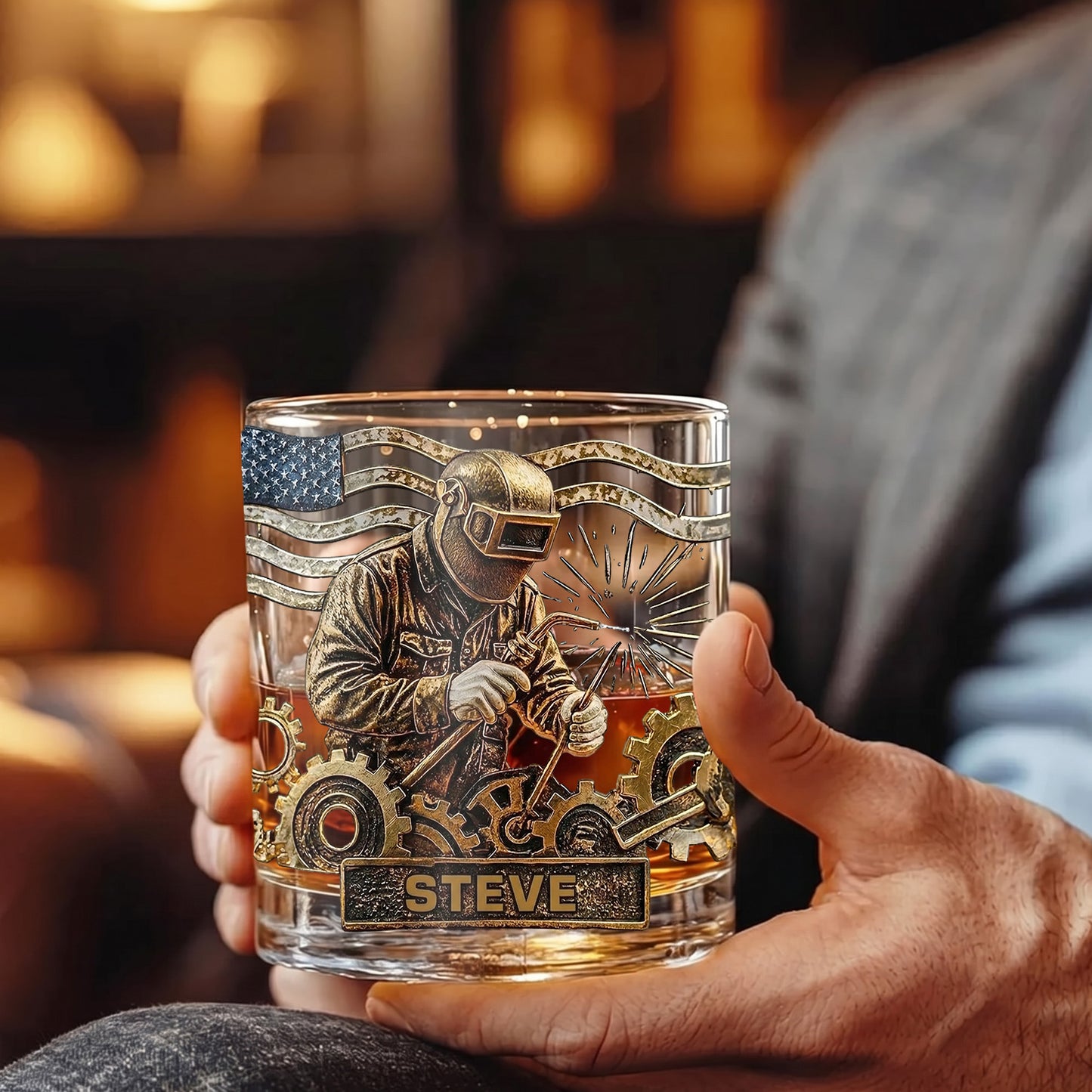 Personalized Welder Whiskey Glass - Custom Welding Trade Gift