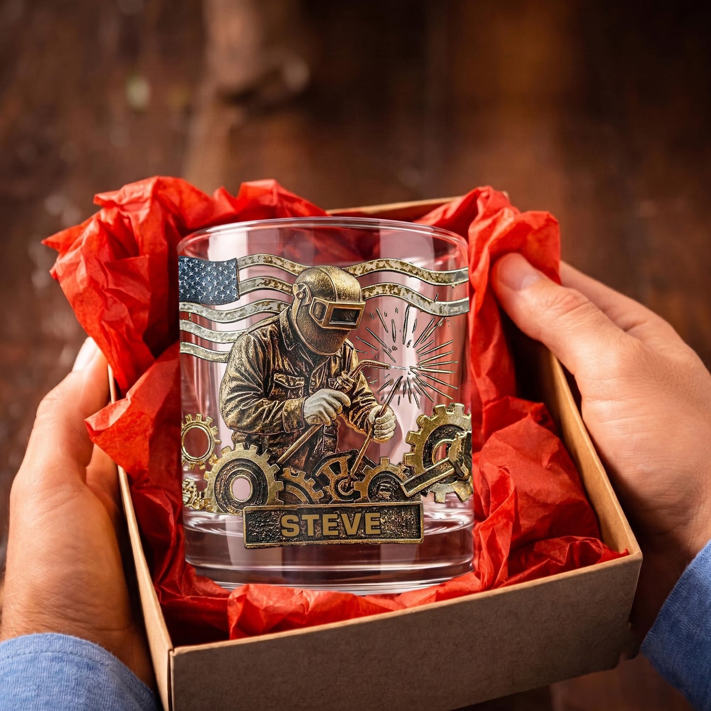 Personalized Welder Whiskey Glass - Custom Welding Trade Gift