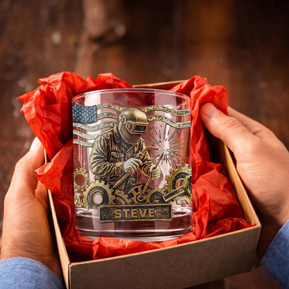 Personalized Welder Whiskey Glass - Custom Welding Trade Gift