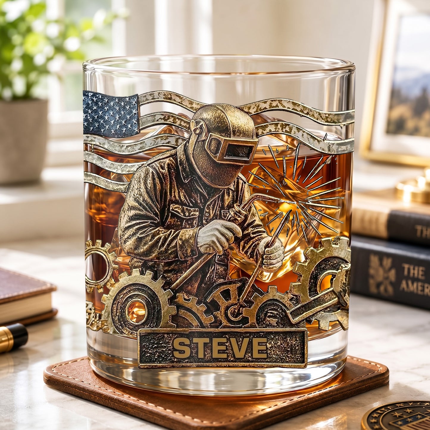 Personalized Welder Whiskey Glass - Custom Welding Trade Gift