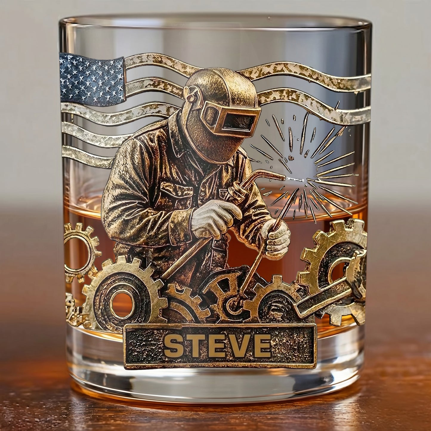 Personalized Welder Whiskey Glass - Custom Welding Trade Gift