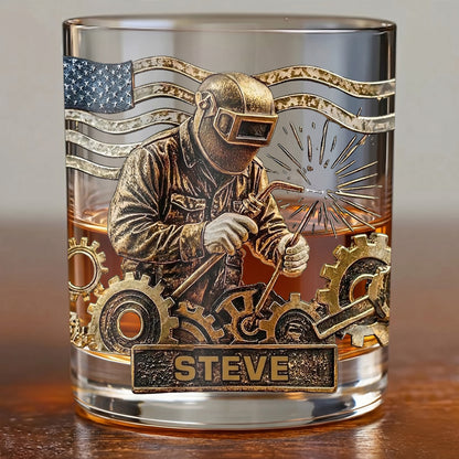Personalized Welder Whiskey Glass - Custom Welding Trade Gift