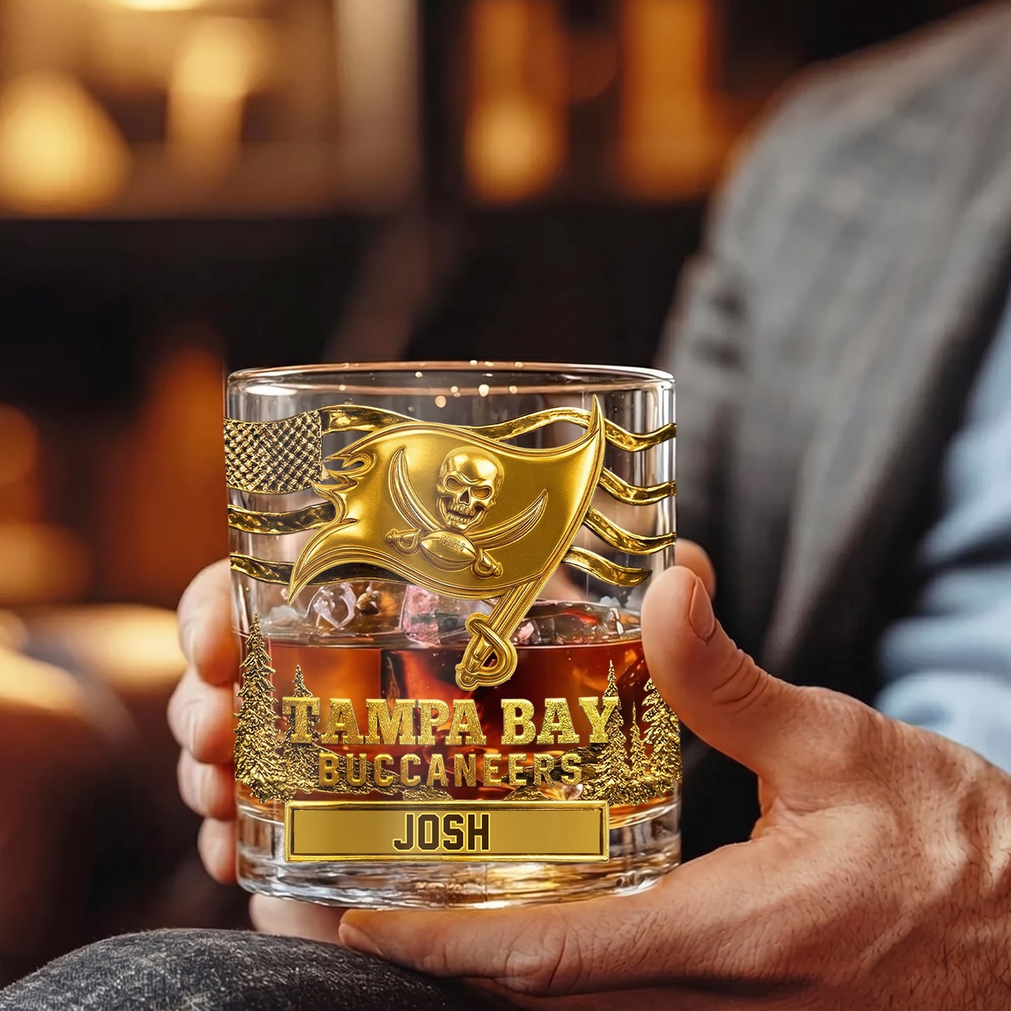 Personalized Tampa Bay Buccaneers Whiskey Glass - Custom NFL Gift