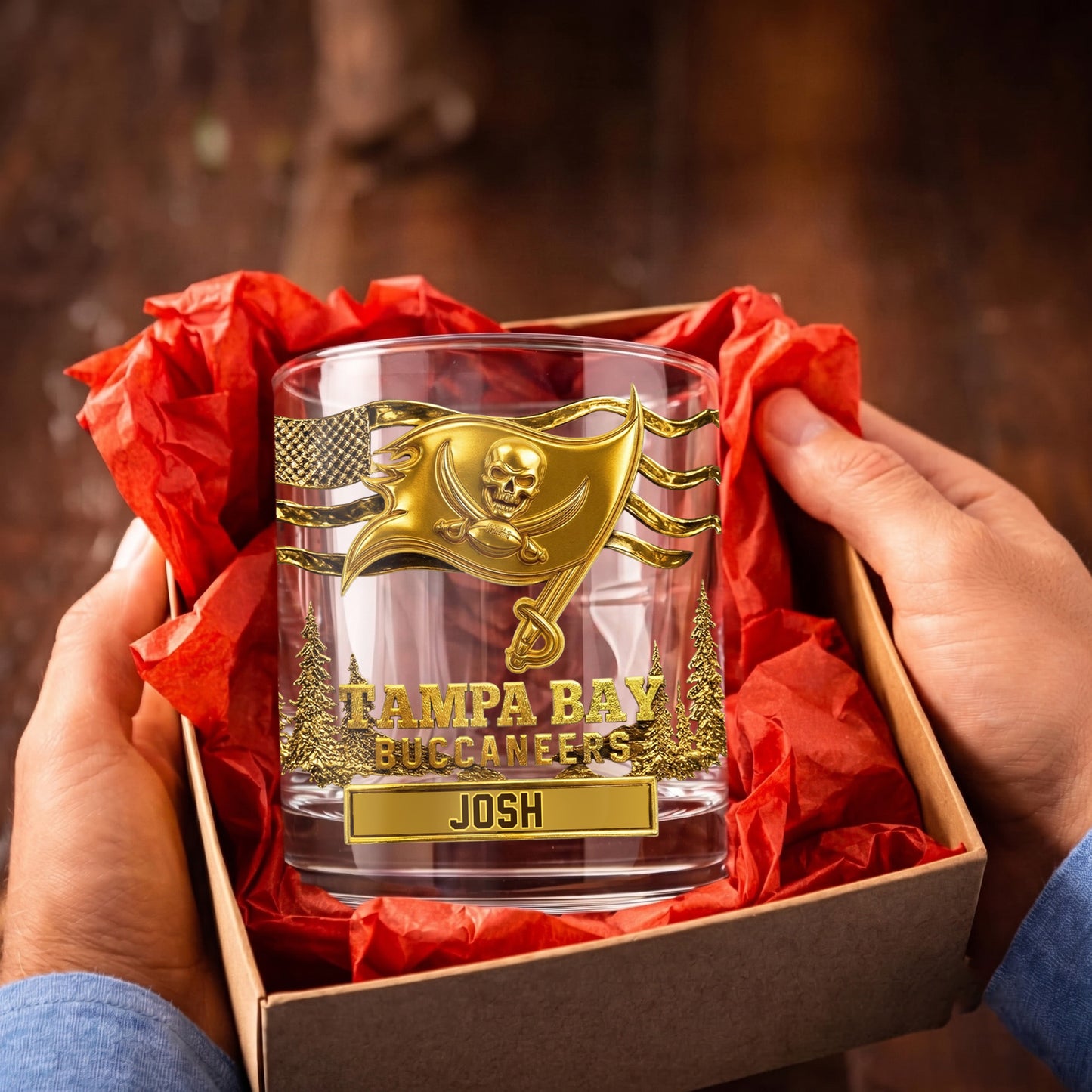 Personalized Tampa Bay Buccaneers Whiskey Glass - Custom NFL Gift