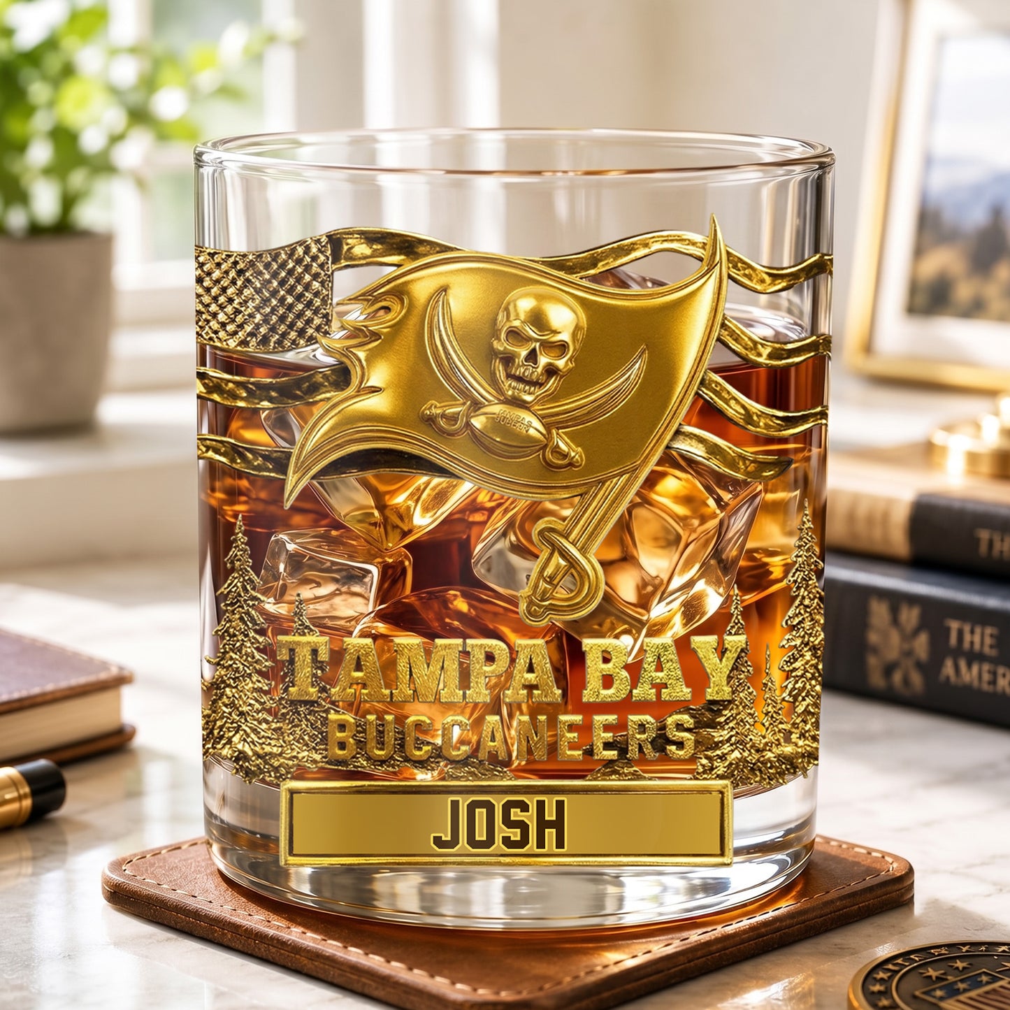 Personalized Tampa Bay Buccaneers Whiskey Glass - Custom NFL Gift