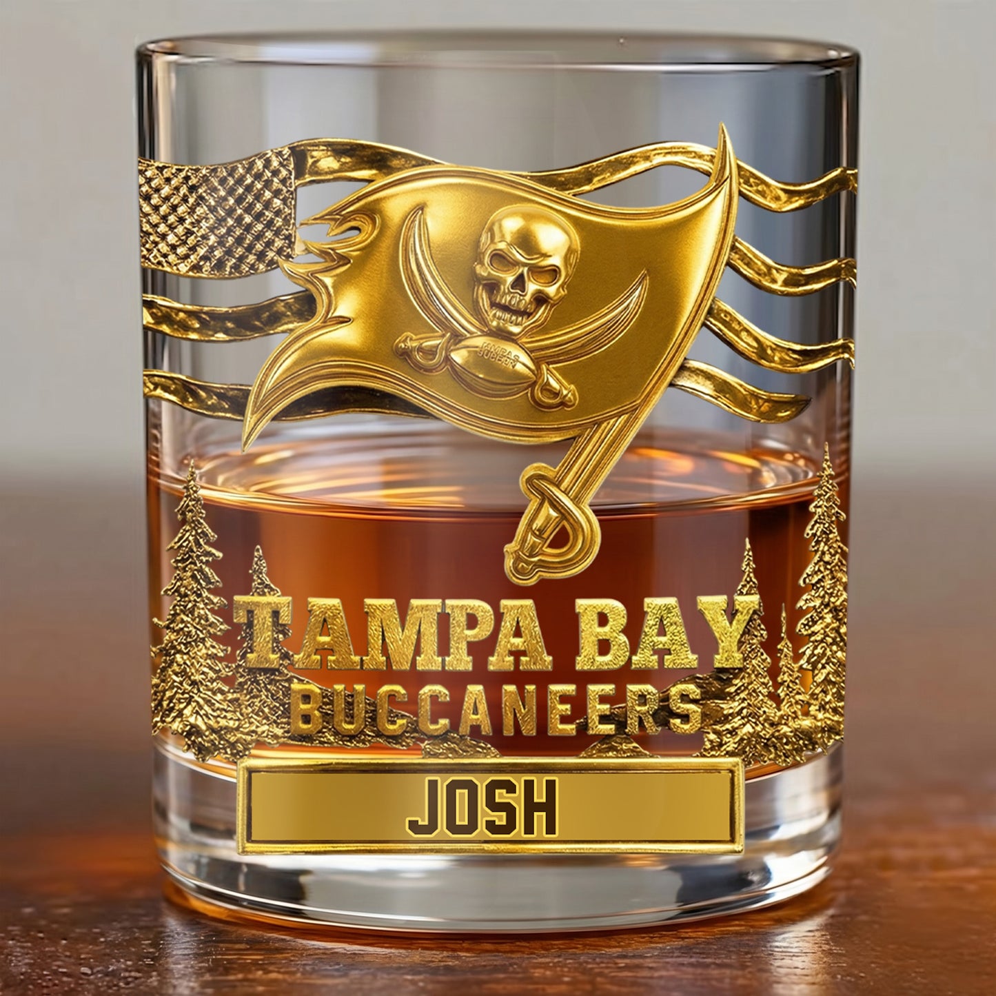 Personalized Tampa Bay Buccaneers Whiskey Glass - Custom NFL Gift