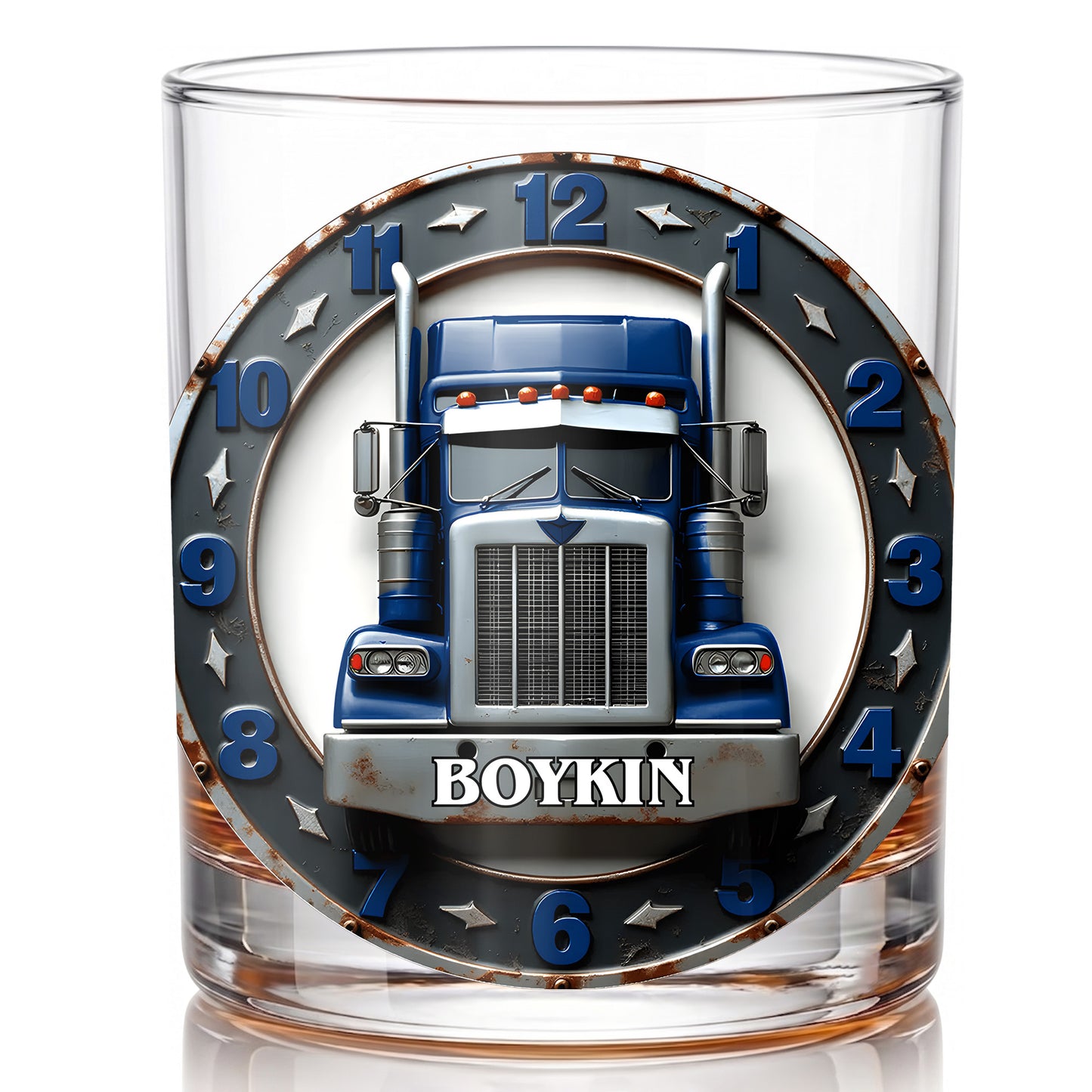 Personalized Trucker Whiskey Glass - Custom Semi Truck Gift