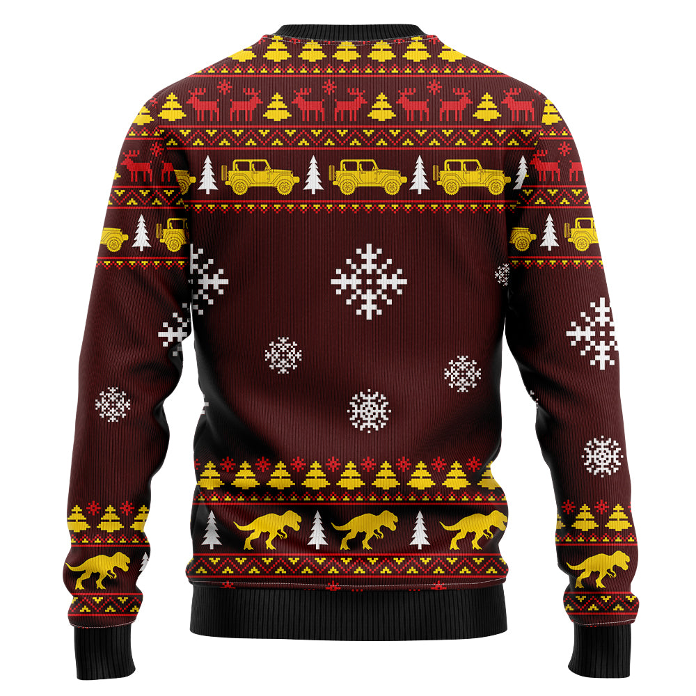 Funny Alien Riding T-Rex Ugly Christmas Sweater, 3D Print Dinosaur Santa Holiday Sweatshirt, Sci-Fi Xmas Party Jumper for Men Women