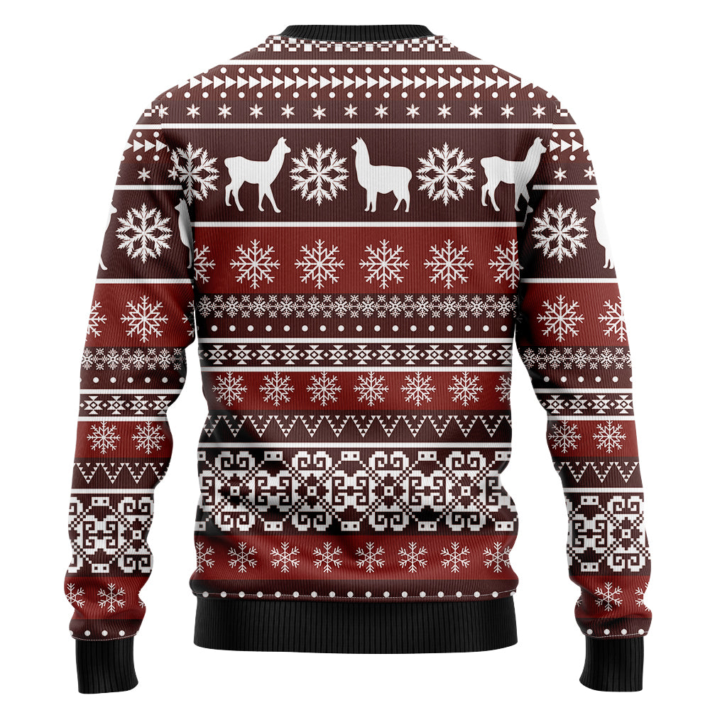 Funny Alpaca Santa Hat Ugly Christmas Sweater, Cute Llama 3D Holiday Sweatshirt, Animal Lover Xmas Jumper