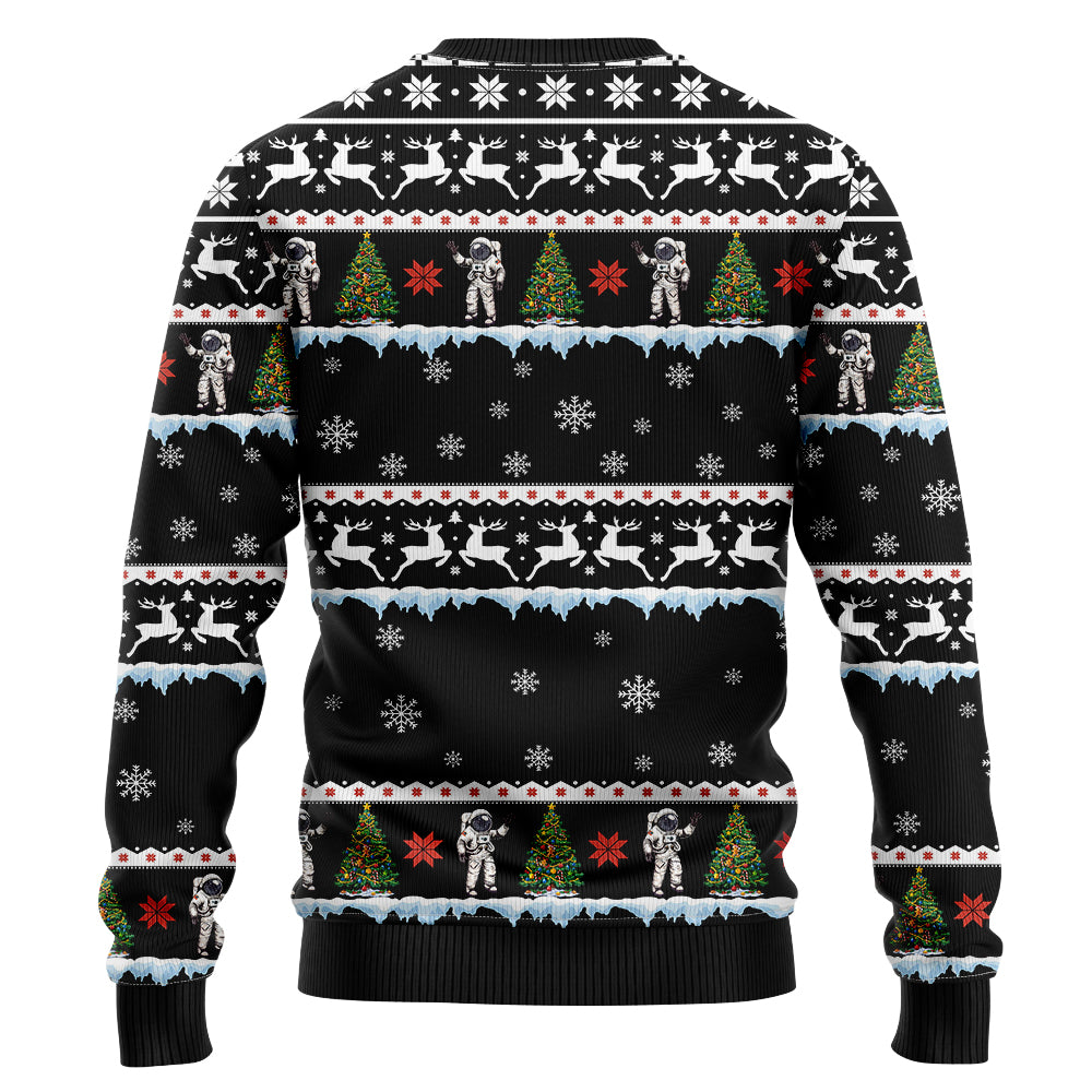 Cool Astronaut Riding T-Rex Ugly Christmas Sweater