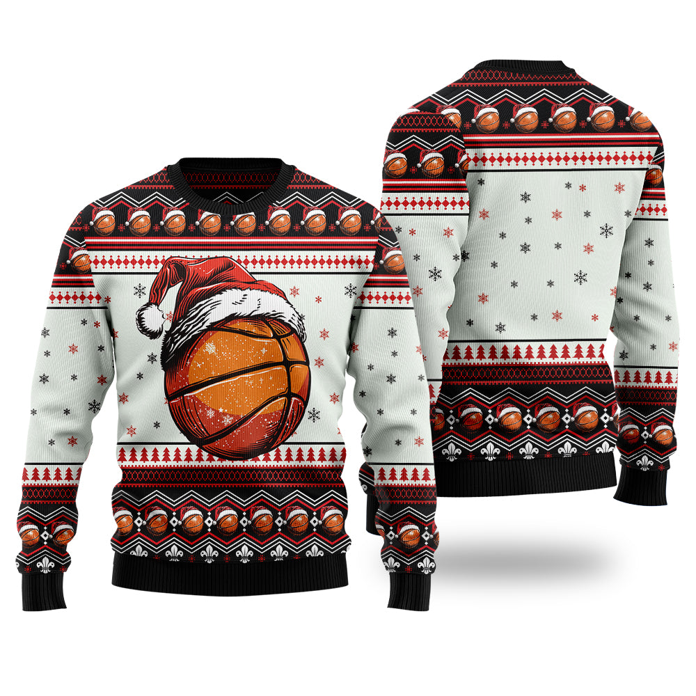 Basketball Santa Hat Ugly Christmas Sweater