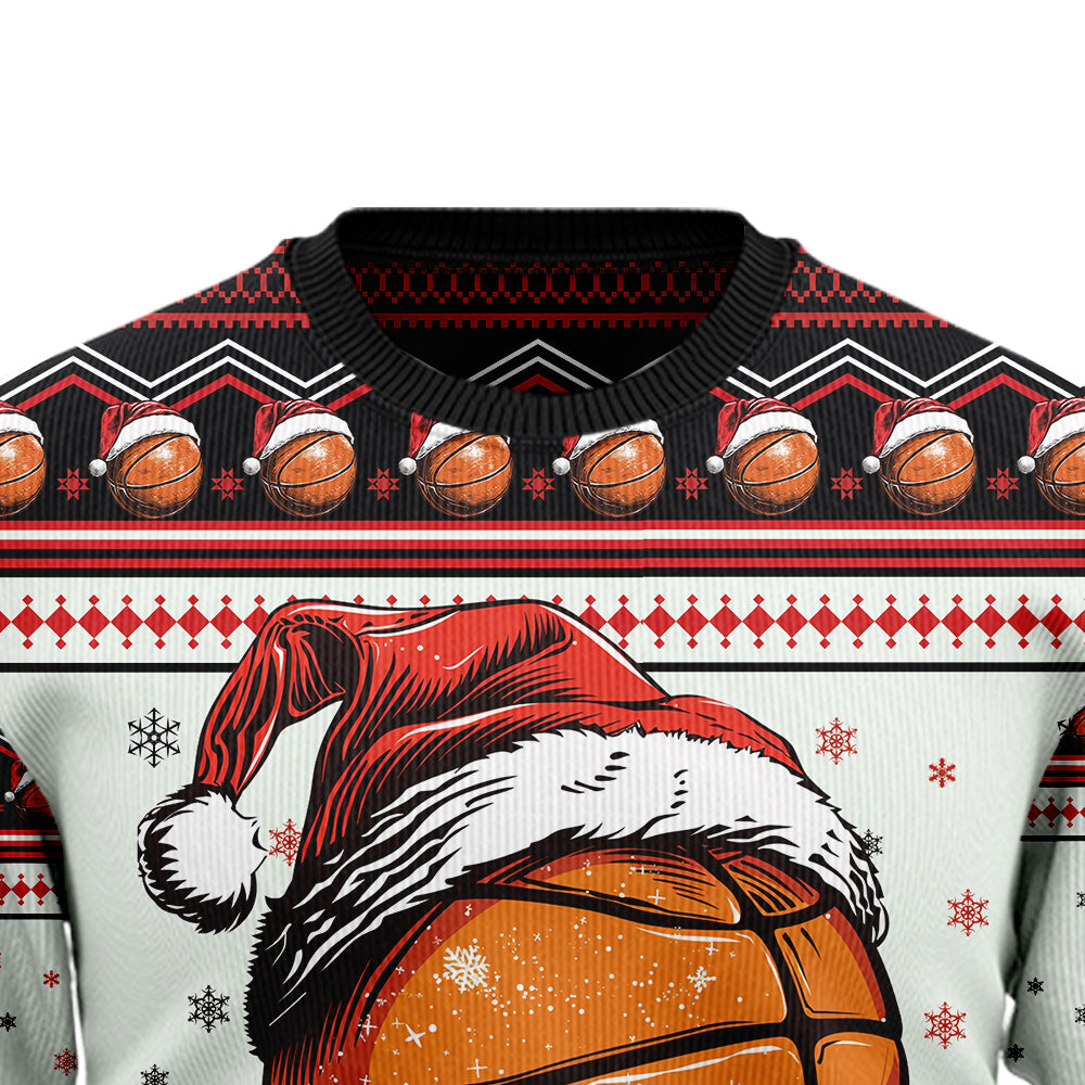 Basketball Santa Hat Ugly Christmas Sweater