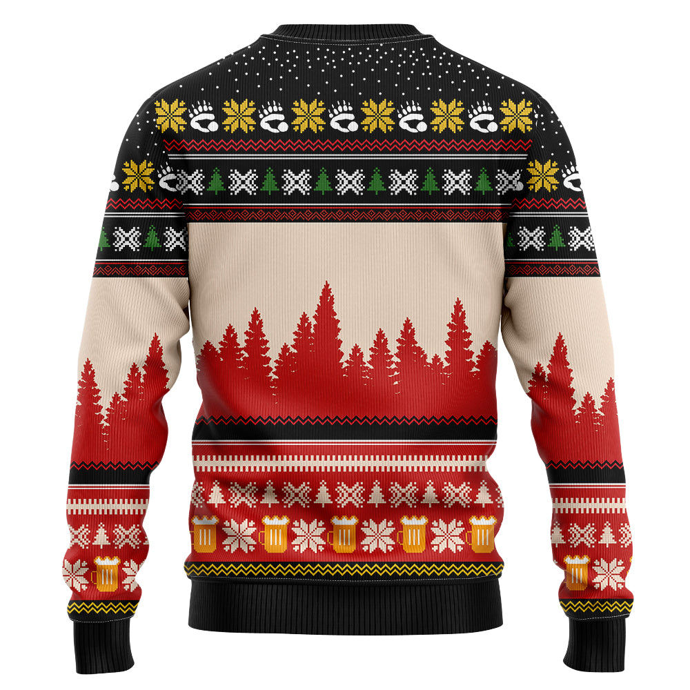 Grizzly Bear Beer Ugly Christmas Sweater
