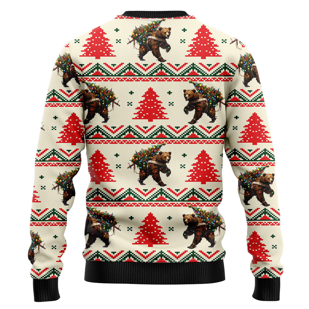 Grizzly Bear Christmas Tree Ugly Christmas Sweater