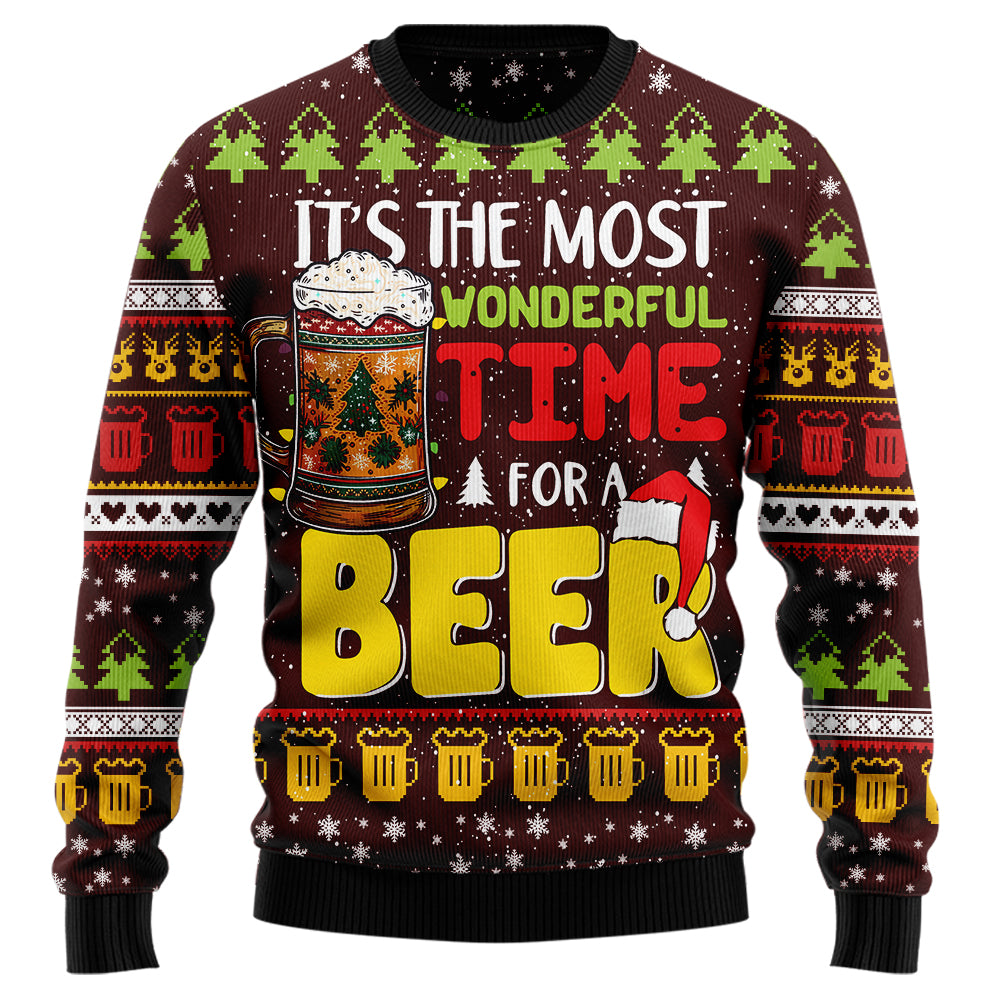 Most Wonderful Time For A Beer Ugly Christmas Sweater