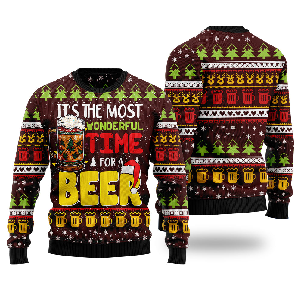 Most Wonderful Time For A Beer Ugly Christmas Sweater