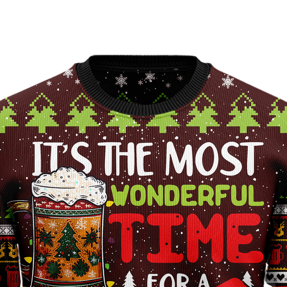 Most Wonderful Time For A Beer Ugly Christmas Sweater