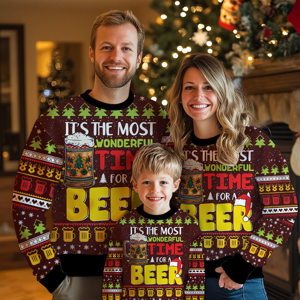 Most Wonderful Time For A Beer Ugly Christmas Sweater