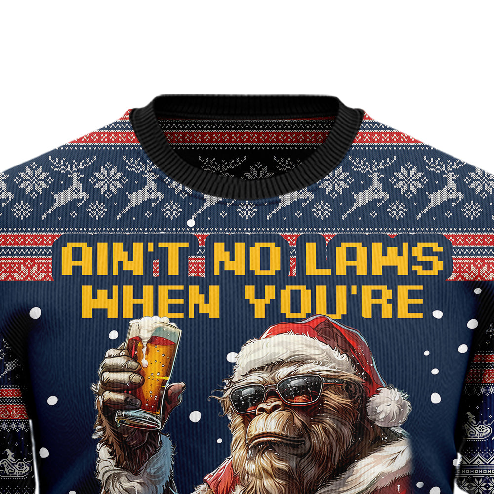 Ain't No Laws When You're Drinking With Claus Ugly Christmas Sweater