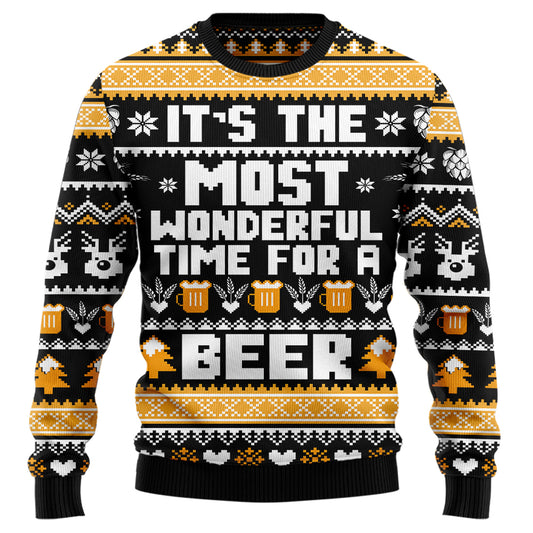 It's The Most Wonderful Time For A Beer" Funny Ugly Christmas Sweater