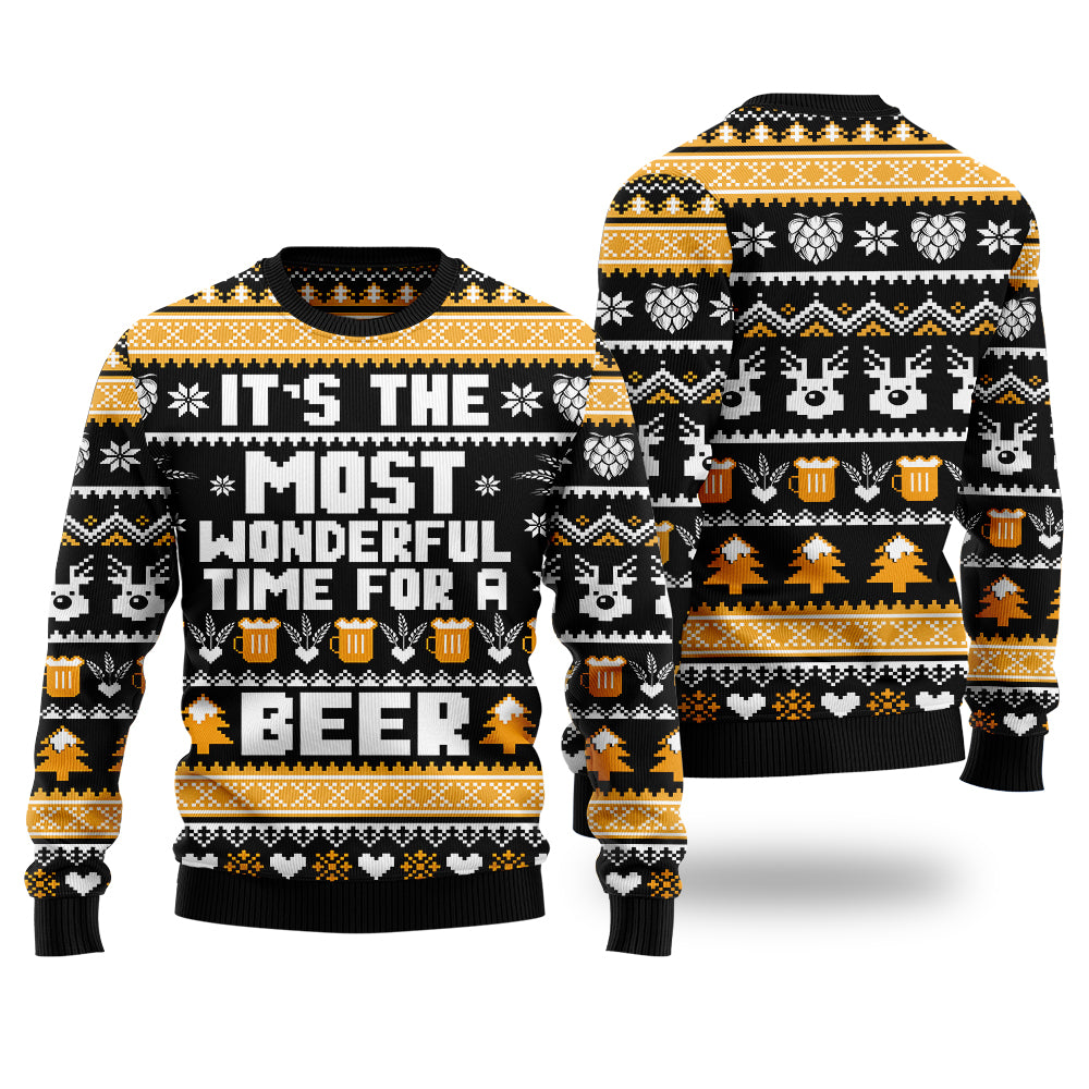 It's The Most Wonderful Time For A Beer" Funny Ugly Christmas Sweater
