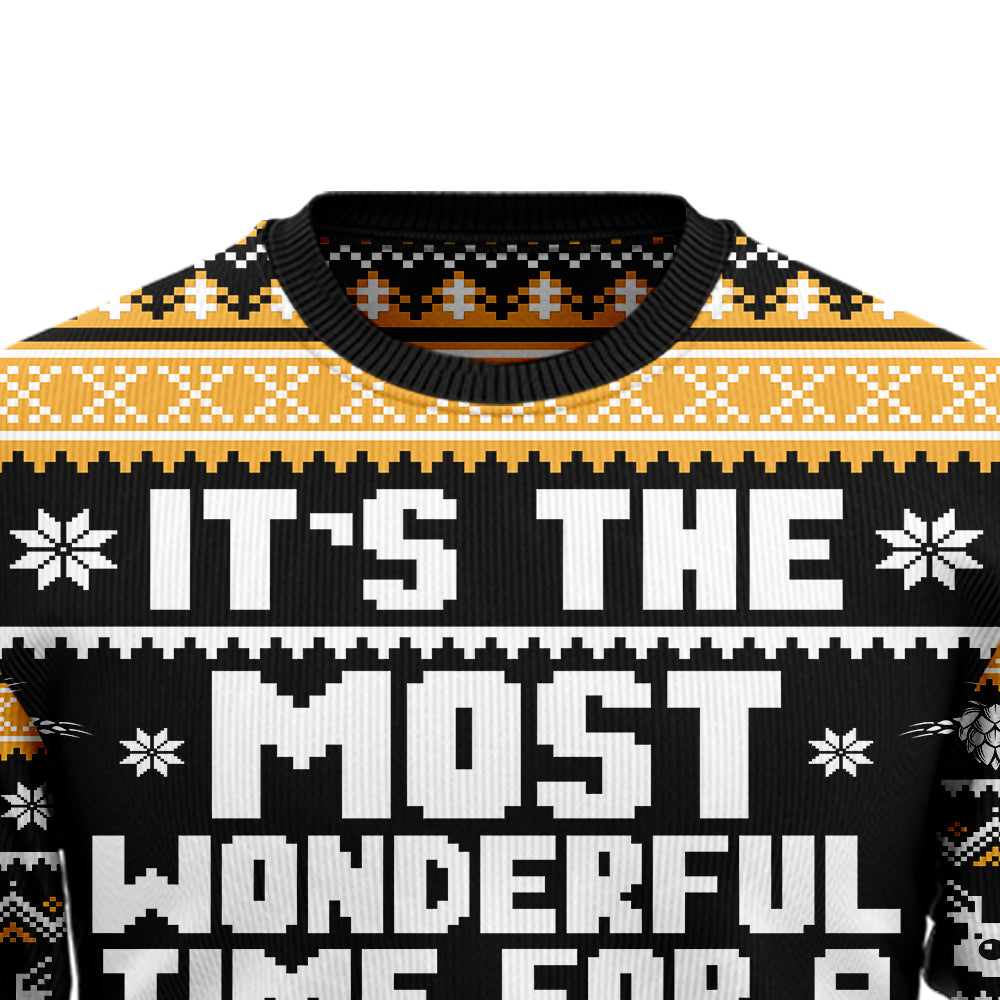 It's The Most Wonderful Time For A Beer" Funny Ugly Christmas Sweater