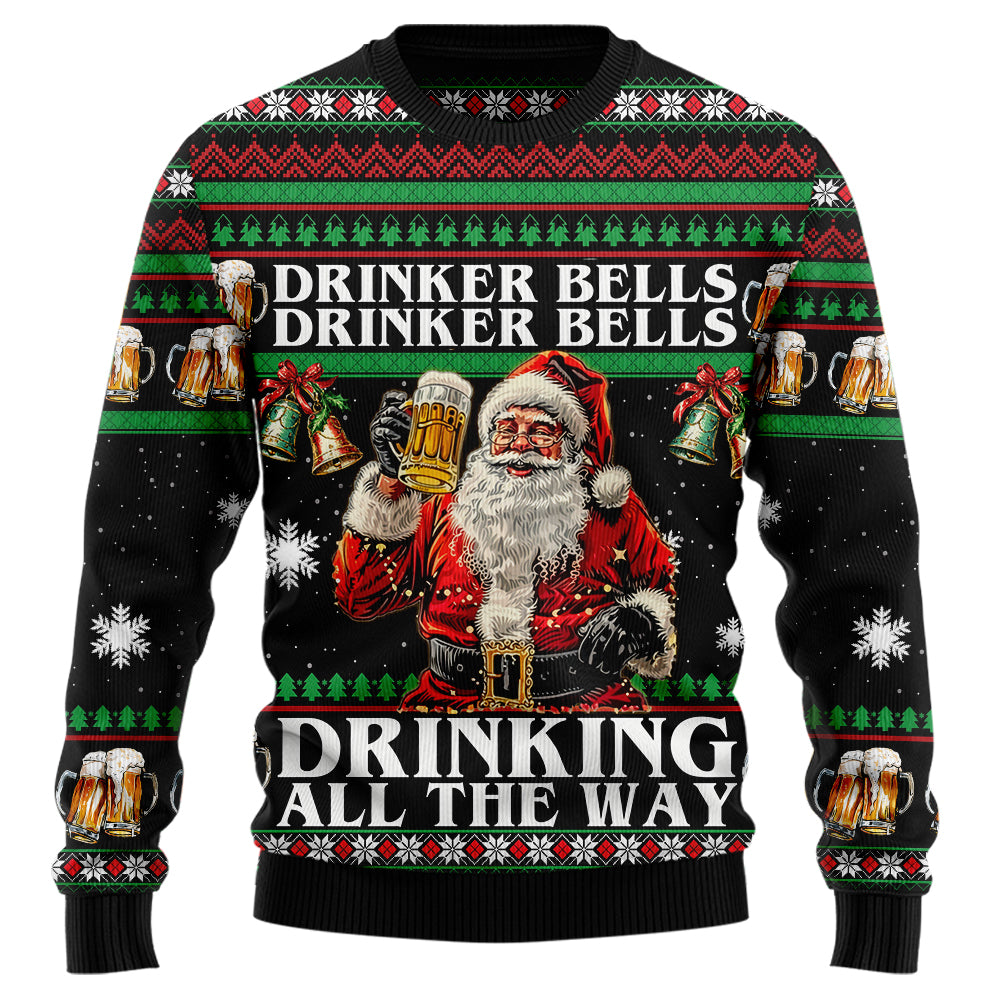 Drinker Bells Drinking All The Way Ugly Christmas Sweater