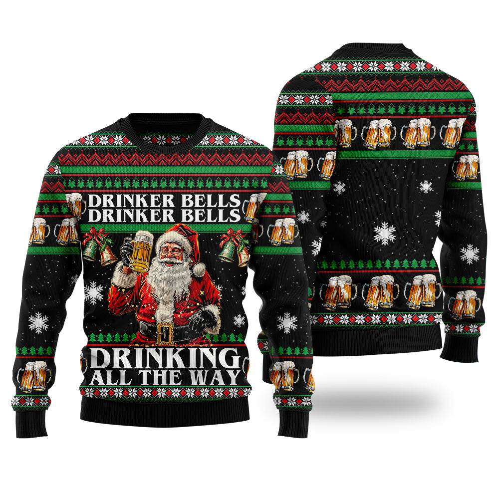 Drinker Bells Drinking All The Way Ugly Christmas Sweater