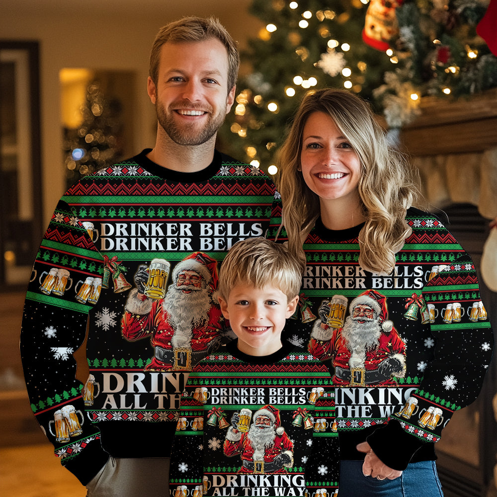 Drinker Bells Drinking All The Way Ugly Christmas Sweater