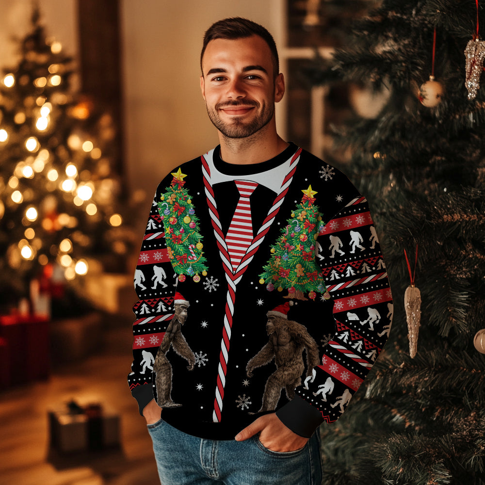 Bigfoot Suit & Tie Ugly Christmas Sweater