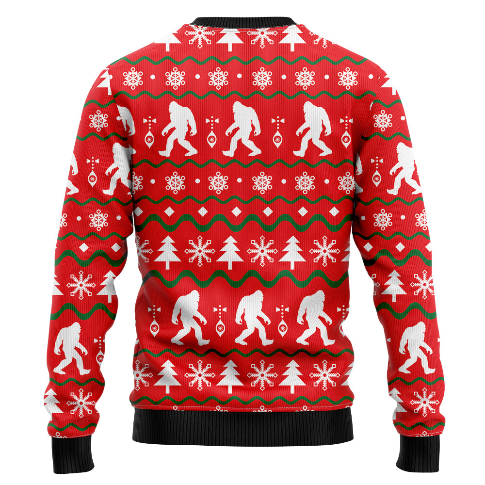 Festive Bigfoot Sasquatch Silhouette Ugly Christmas Sweater
