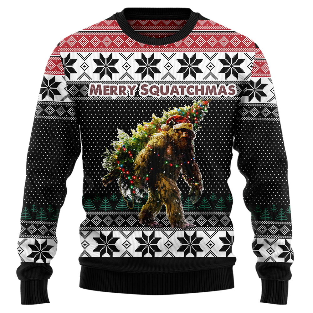 Merry Squatchmas Bigfoot Christmas Tree Ugly Sweater